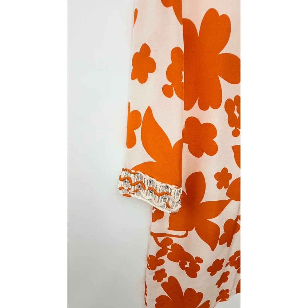 Tory Burch White and Orange Floral Mini Dress